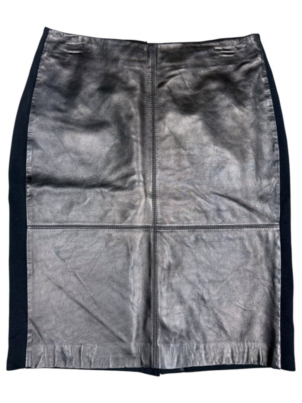 TALBOTS Women's EUC Lamb Skin & Ponte Pencil Skirt Black | Size 8 - Picture 2 of 7